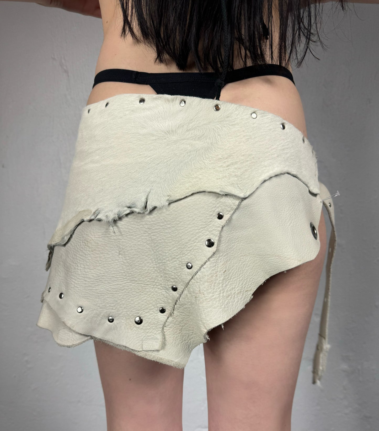 LAYERED LEATHER HALF SKIRT